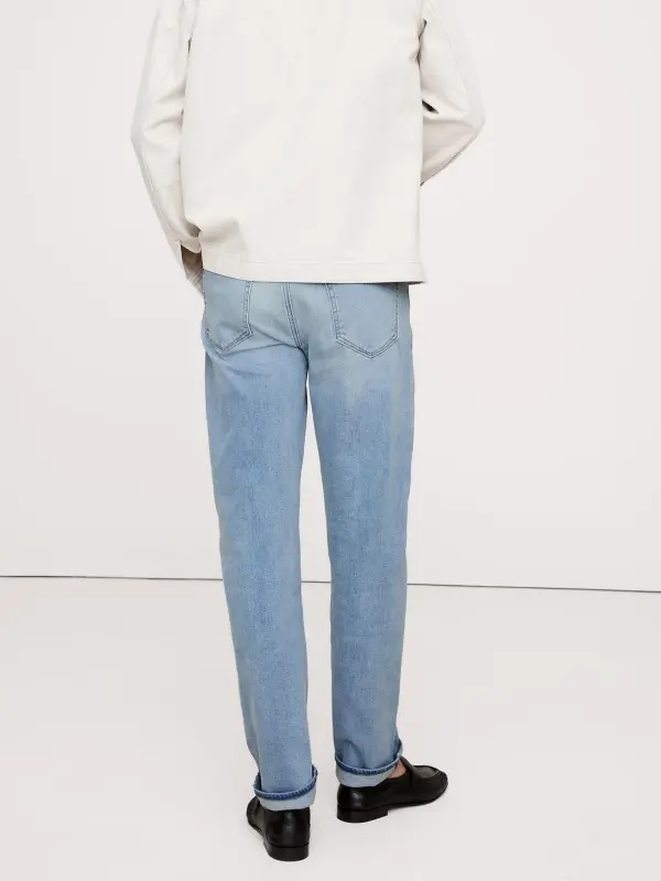 Men's Light Wash Straight Soft Cotton Jeans