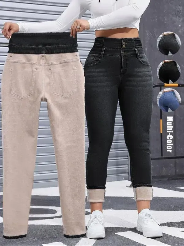 🔥Last Day 89% OFF🔥Women's High Elasticity Fleece Lined Thick Denim Jeans