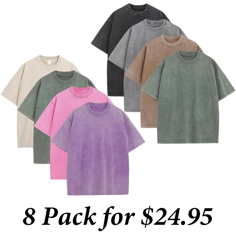 9PACK-Wash Unisex Oversized Cotton T-Shirt