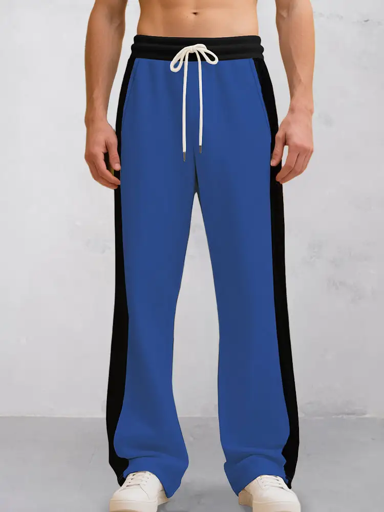 Casual Contrast Color Drawstring Jogger Pants