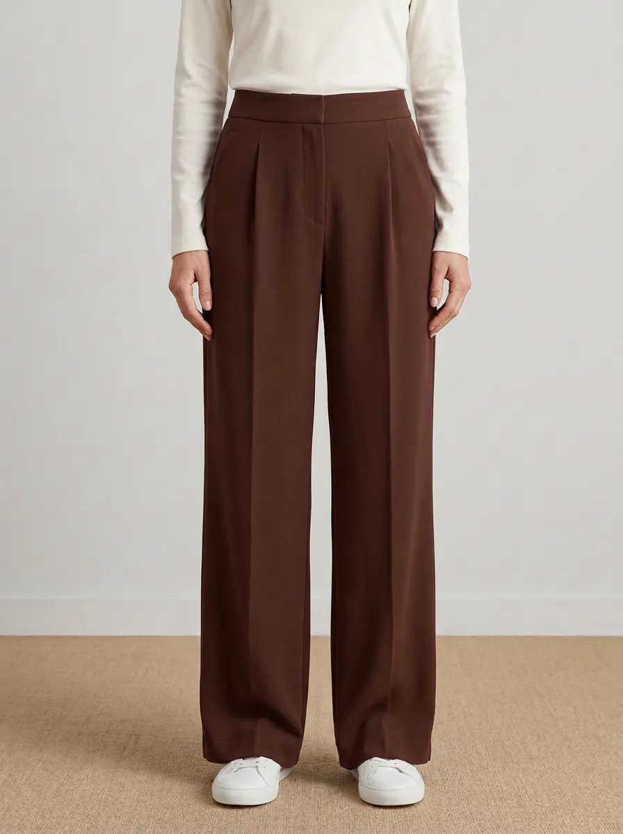 Classic Look Wide-Leg Pleated Women's Wide-Leg Pants