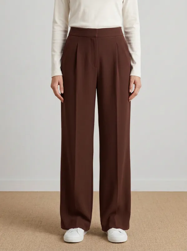 Classic Look Wide-Leg Pleated Women's Wide-Leg Pants
