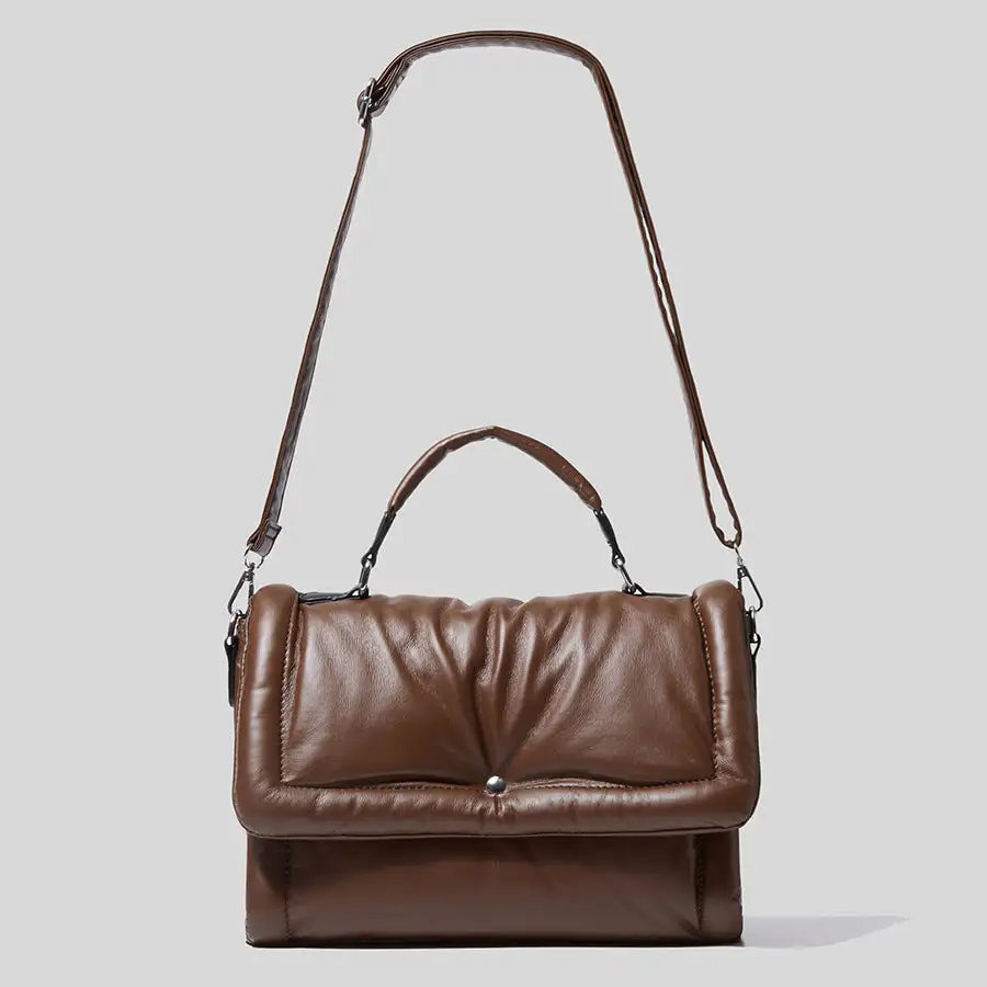 Retro One-Shoulder PU Leather Handbag Horizontal Square