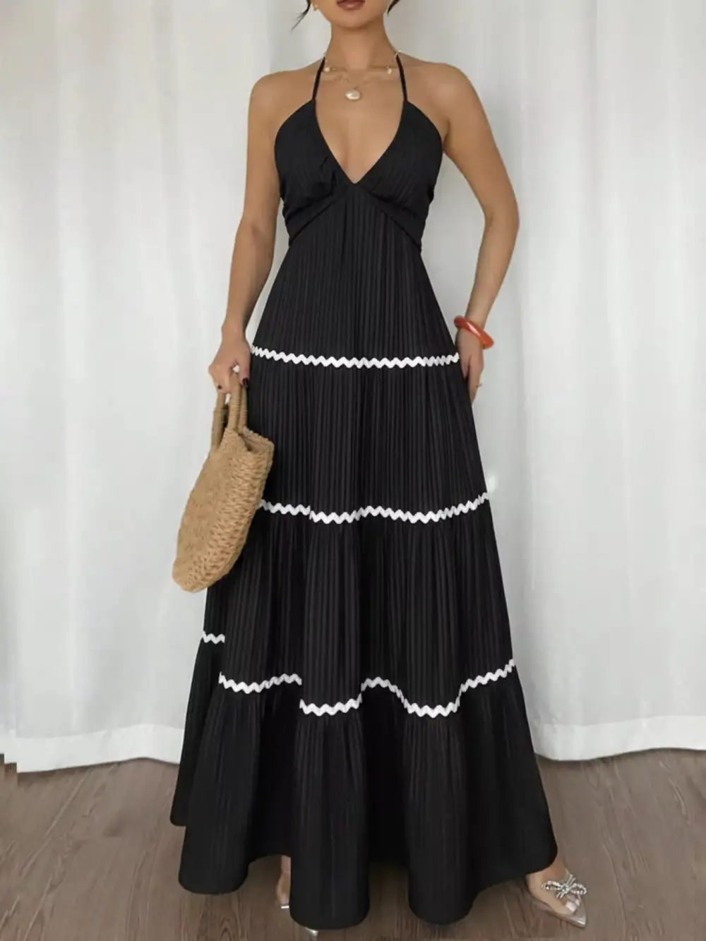 Ruched Halter Maxi Dress