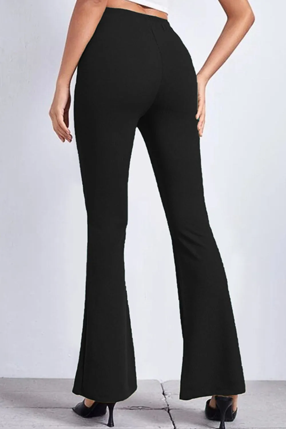 Gathered High Waist Straight Leg Pants