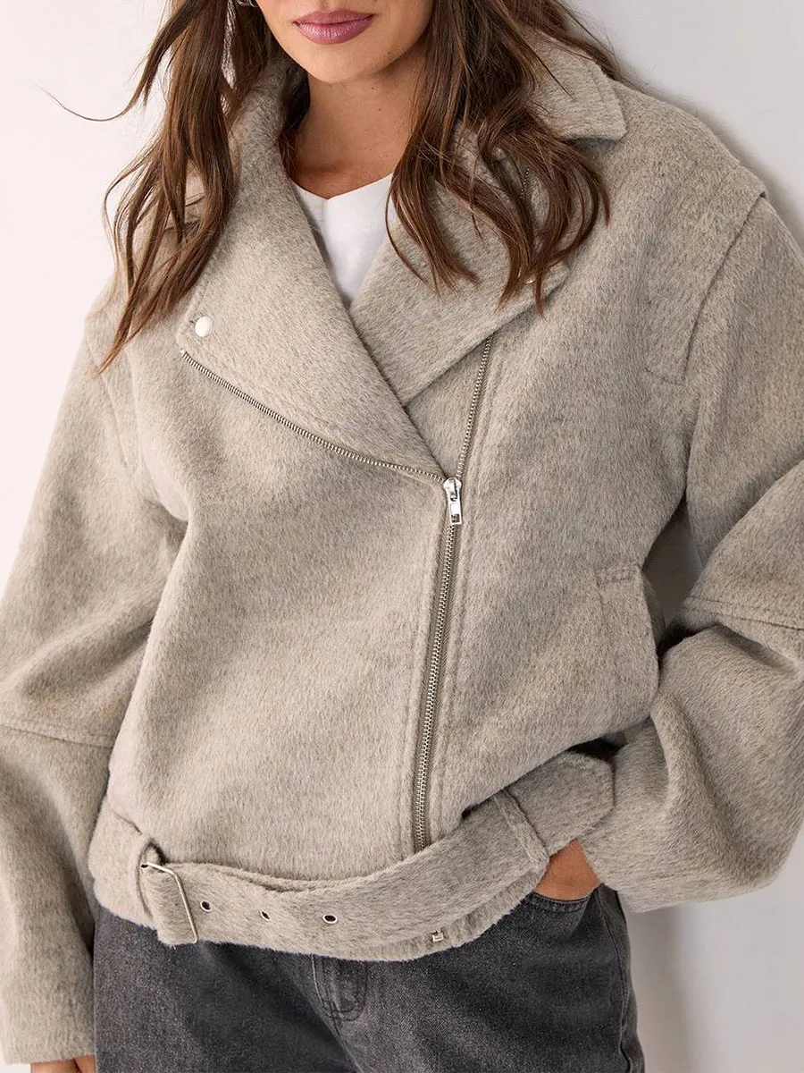 Women'S Oversized Wool Moto Jacket