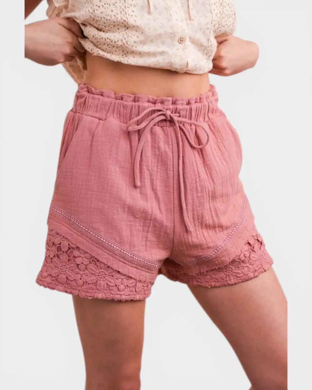 Floral Lace Trim Shorts