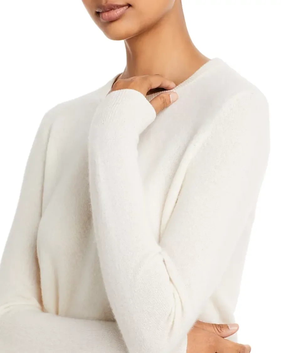 Casual Style Ribbed Crewneck Cashmere Sweater