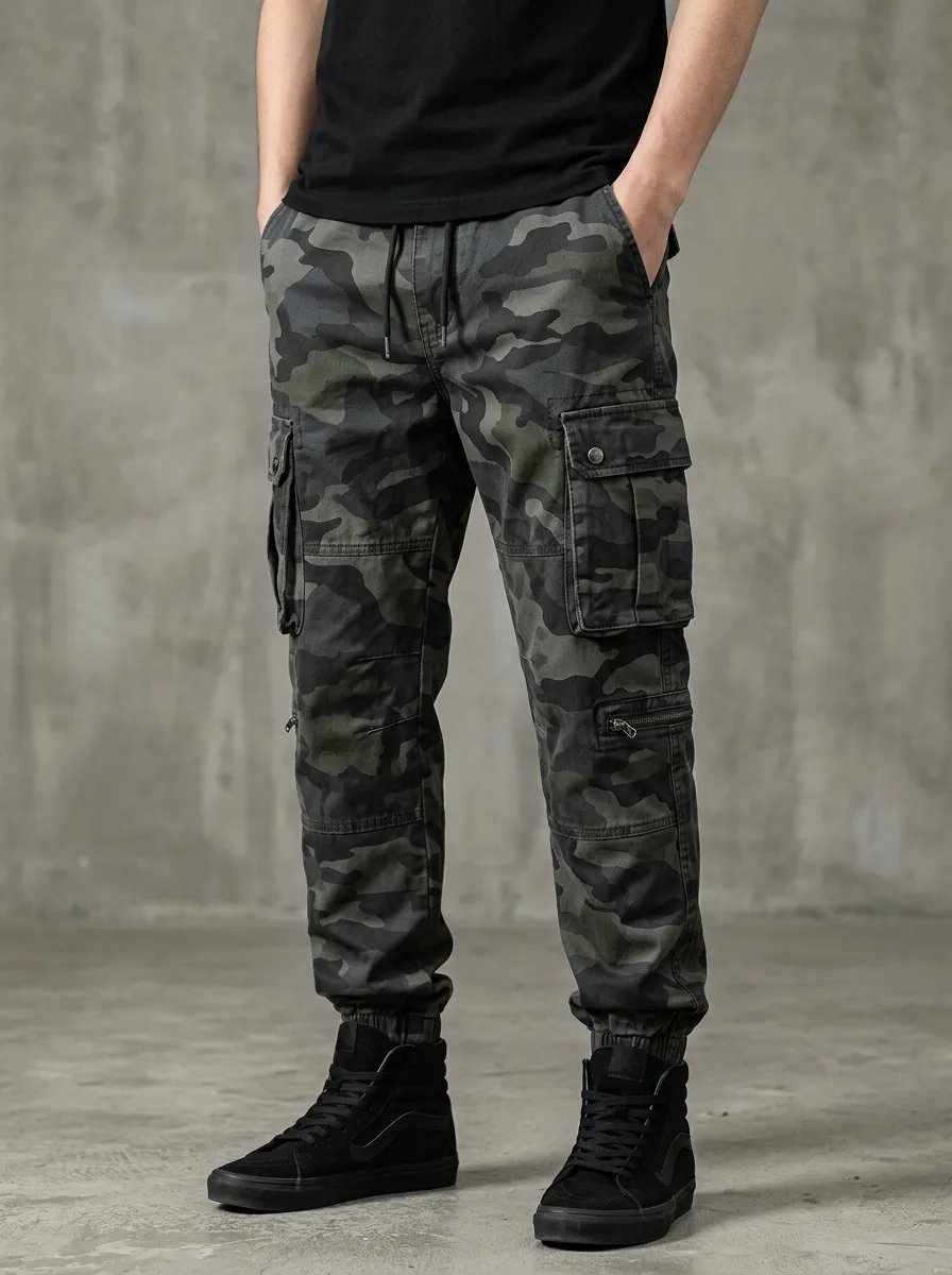 Combat-Inspired Camouflage Camouflage Cargo Pants