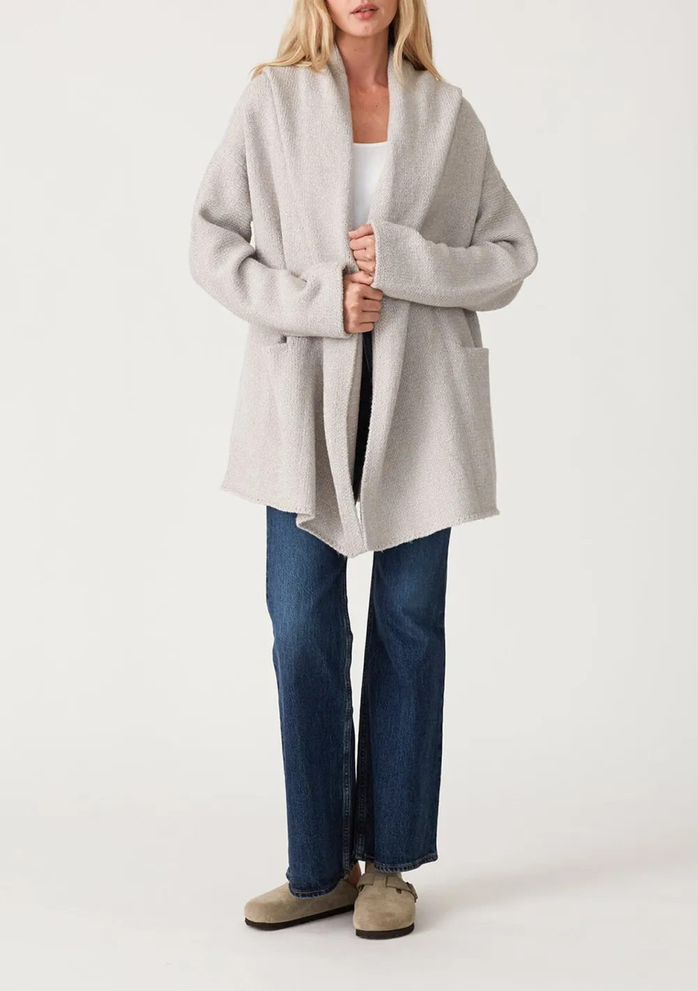 Open Front Drop Shoulder Coat