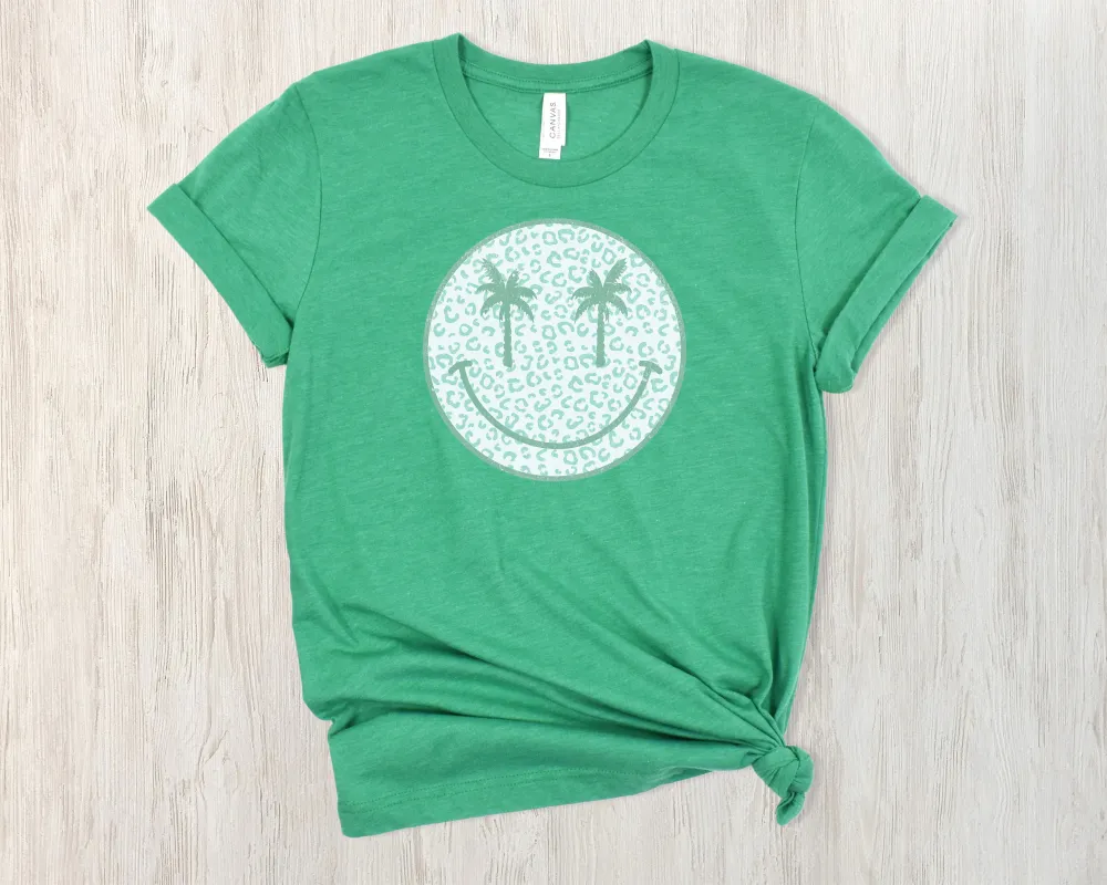 Palm Tree Smiley Graphic Everyday Tee