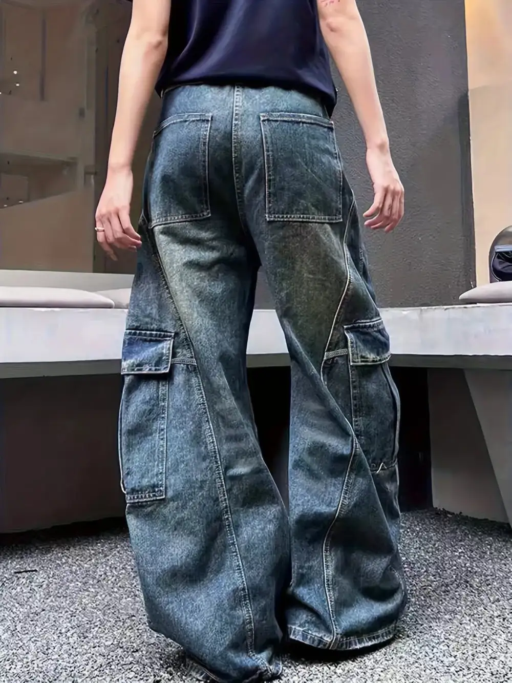 Balanced Wide Leg Denim Jeans