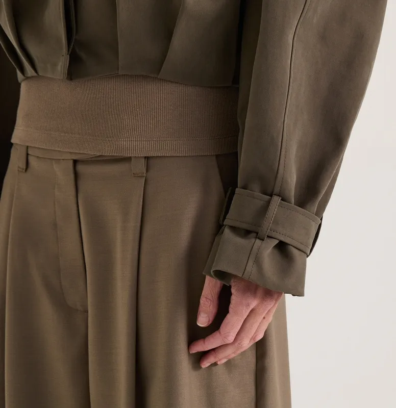 Cropped Cotton Trench Jacket