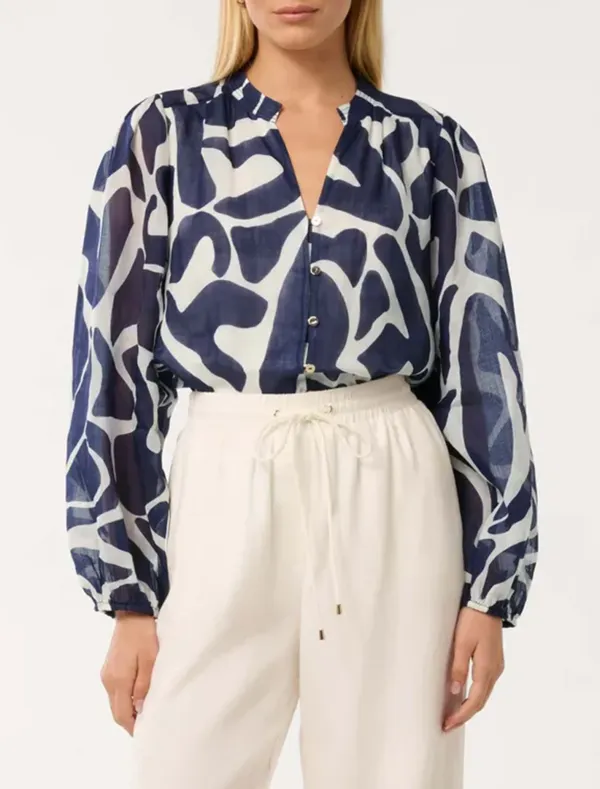 Long Sleeve Random Printing Blouse