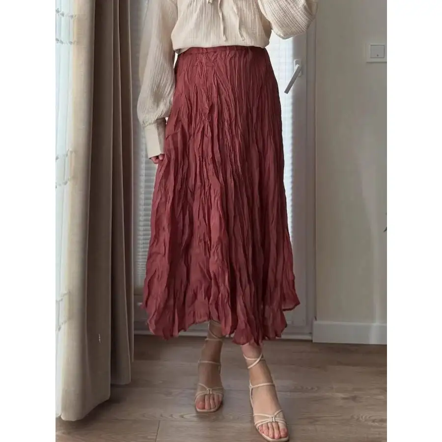 Ruched Elastic Waist Skirt