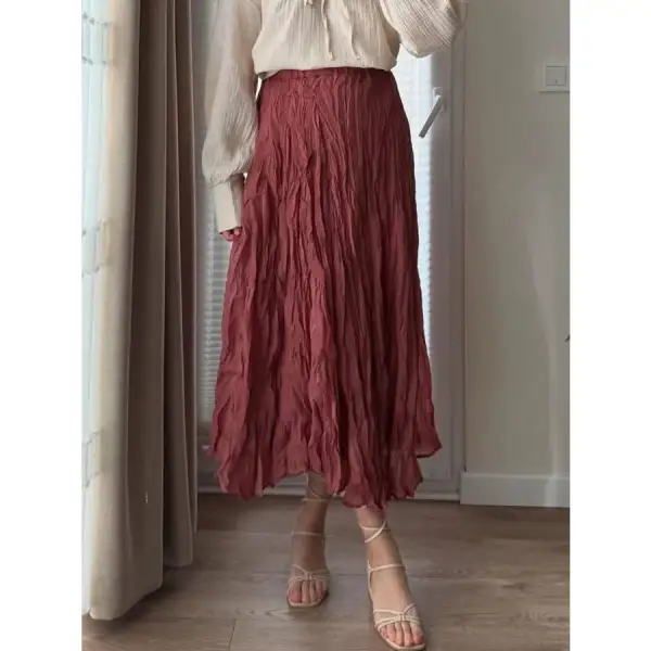 Ruched Elastic Waist Skirt