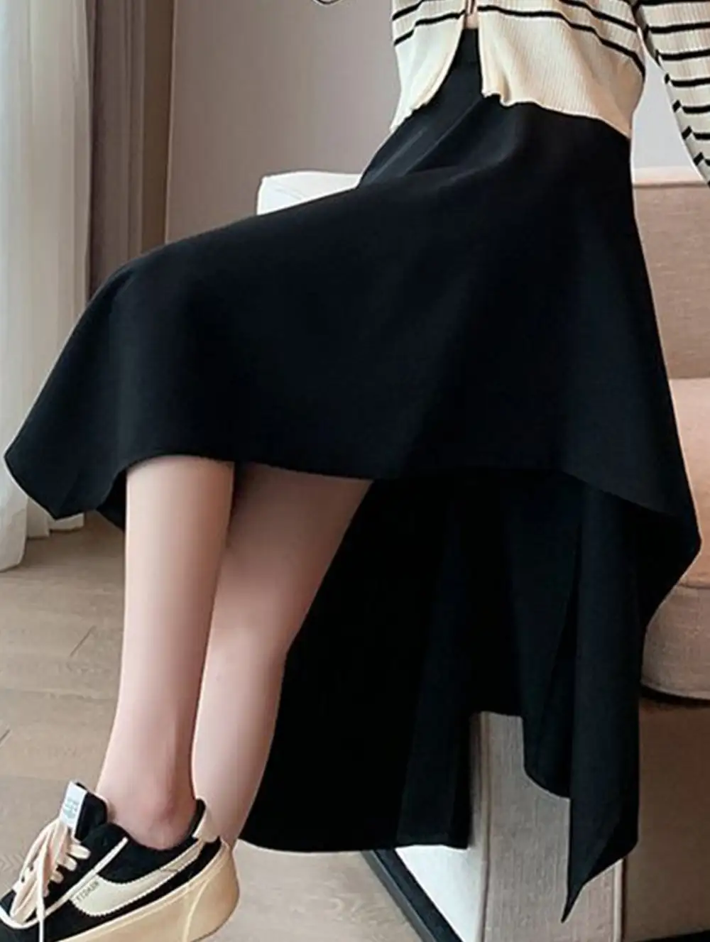 Irregular A-Line Midi Skirt
