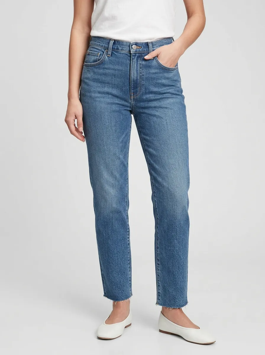 Easygoing Raw Hem Denim Jeans