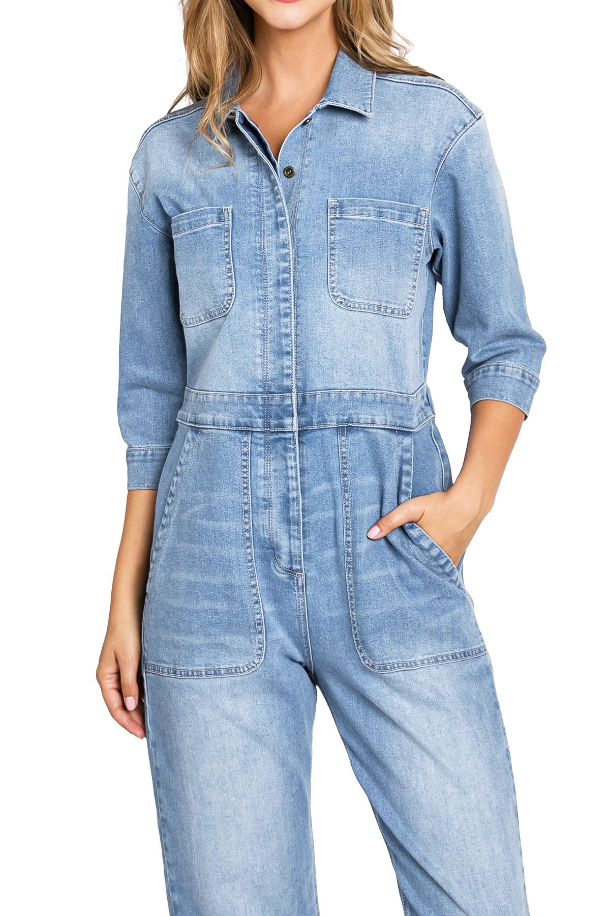 Light Blue Denim Relaxed Jumpsuit