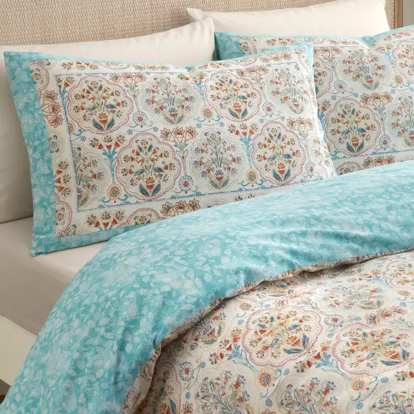 Modern Bedroom Reversible Floral Polycotton Duvet Cover Set