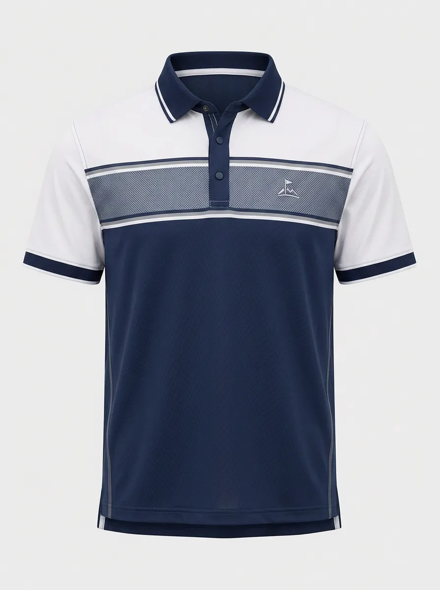 Men's Golf Sport Mountain Logo Printed Polo Shirt