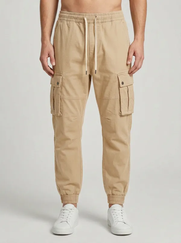 Multi-Pocket Elastic-Waist Men's Cargo Pants