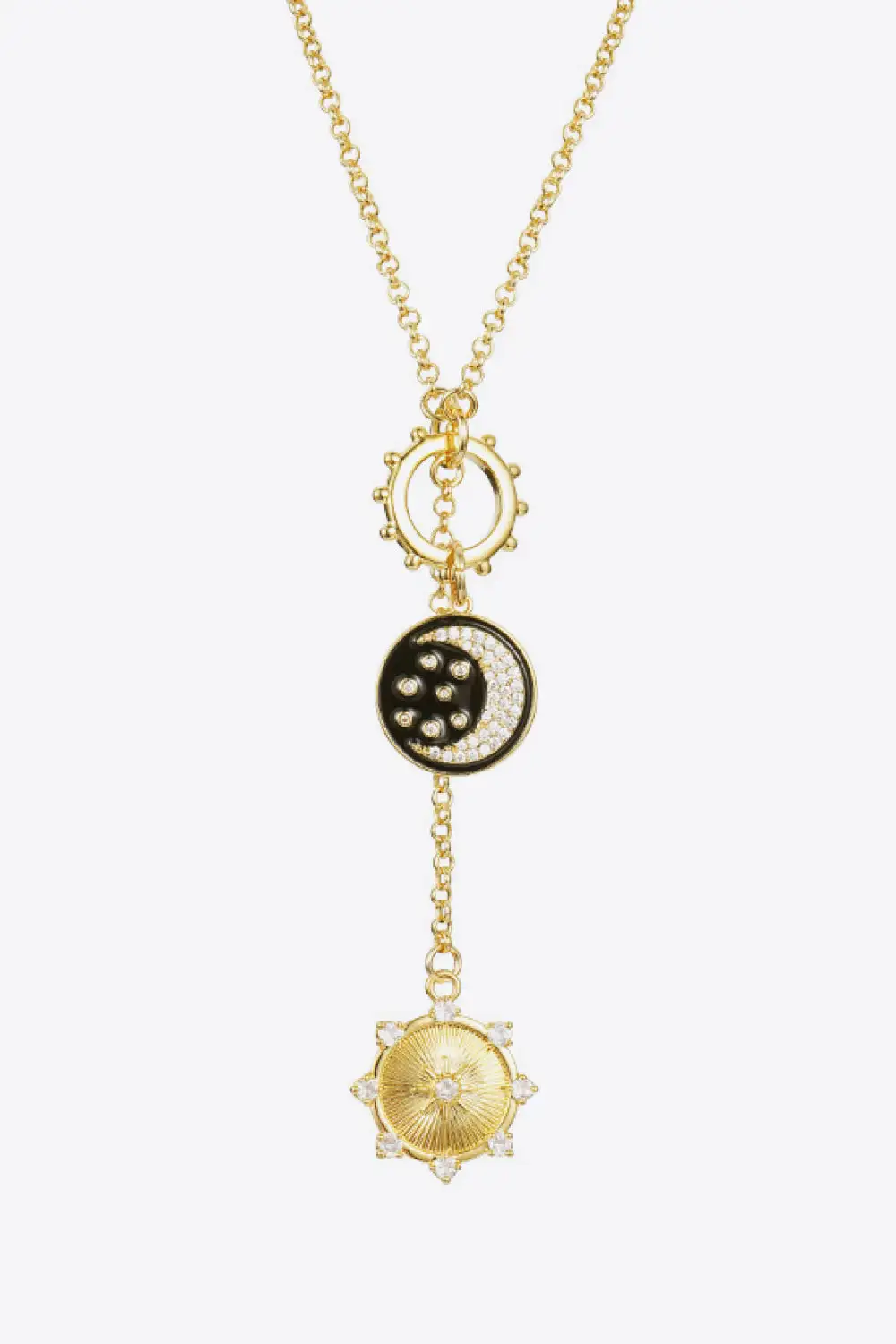 Zircon Sun And Moon Pendant Necklace