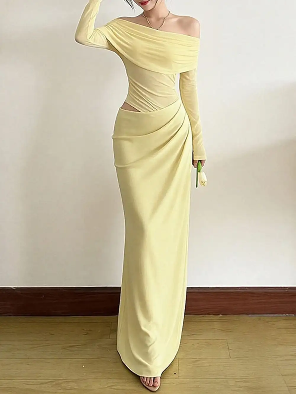 Textured Detail French Slim-Fit Dress