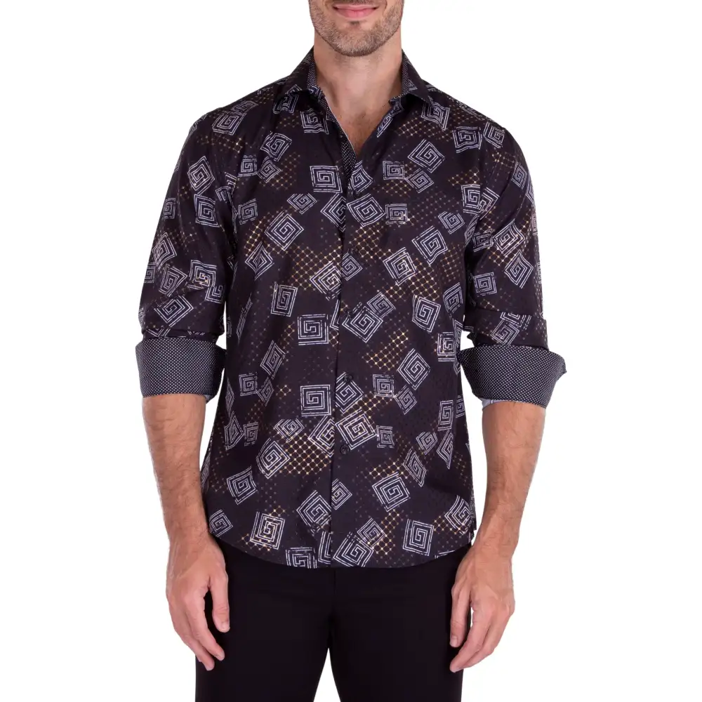 Woven Texture Button Up Dress Shirt