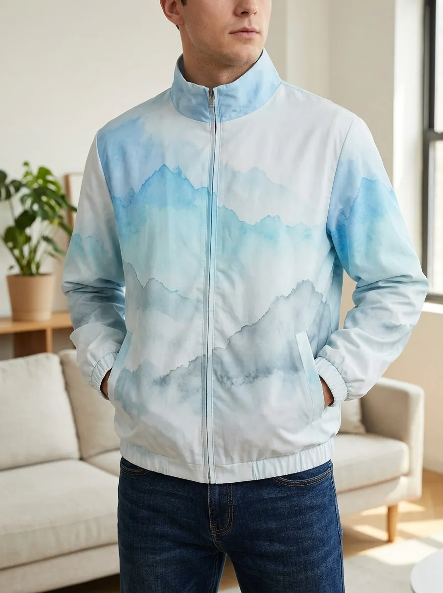 Men's Nature Watercolor Mountain Rugged Journey Jacket