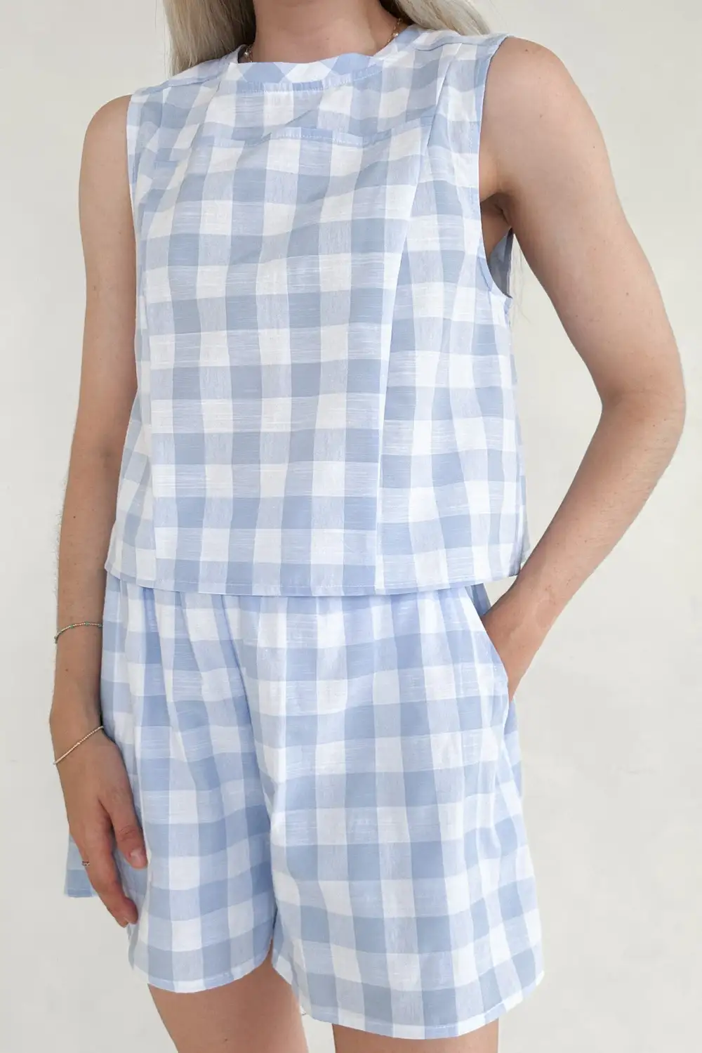Minimal Gingham Checkered Top