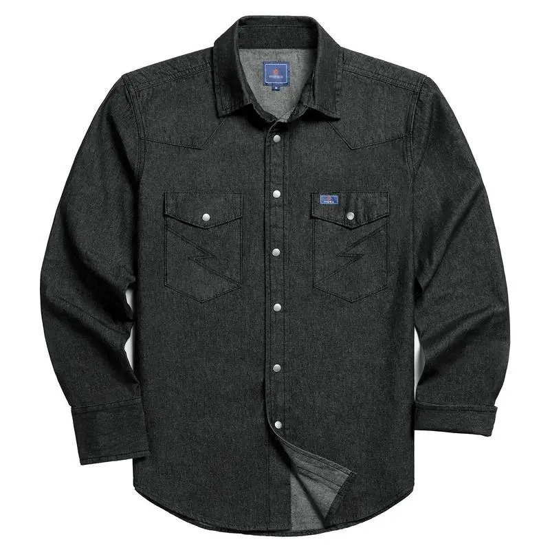 🔥SEPTEMBER  HOT-SALE 🔥Men's Long Sleeve Stone-Washed and Pre-Washed Denim Work Shirt