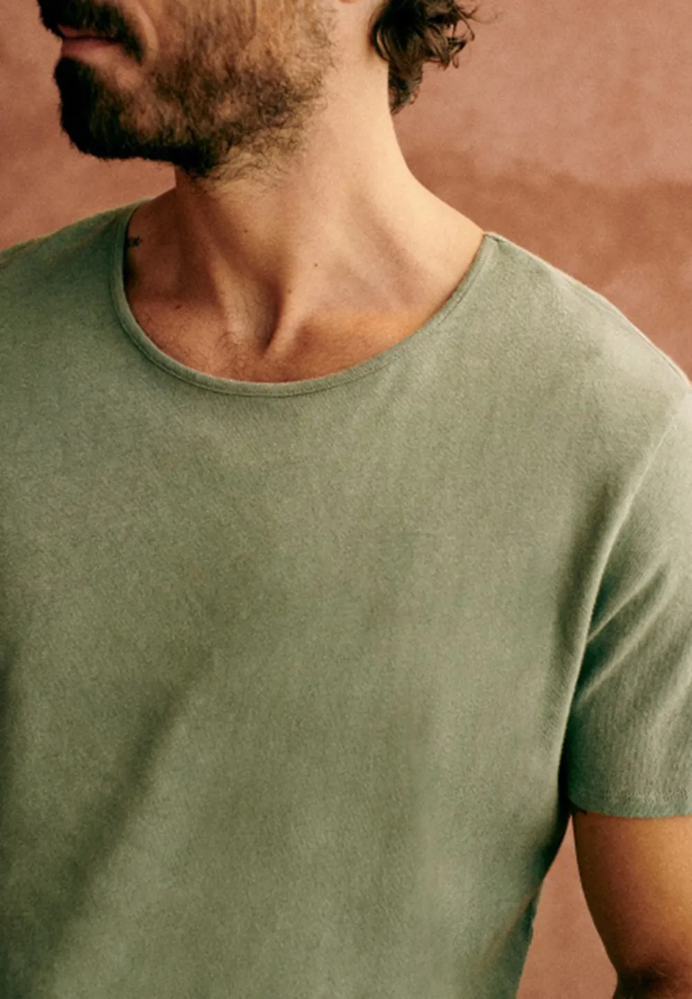 Light Green Washed Cotton Crew Neck T-Shirt