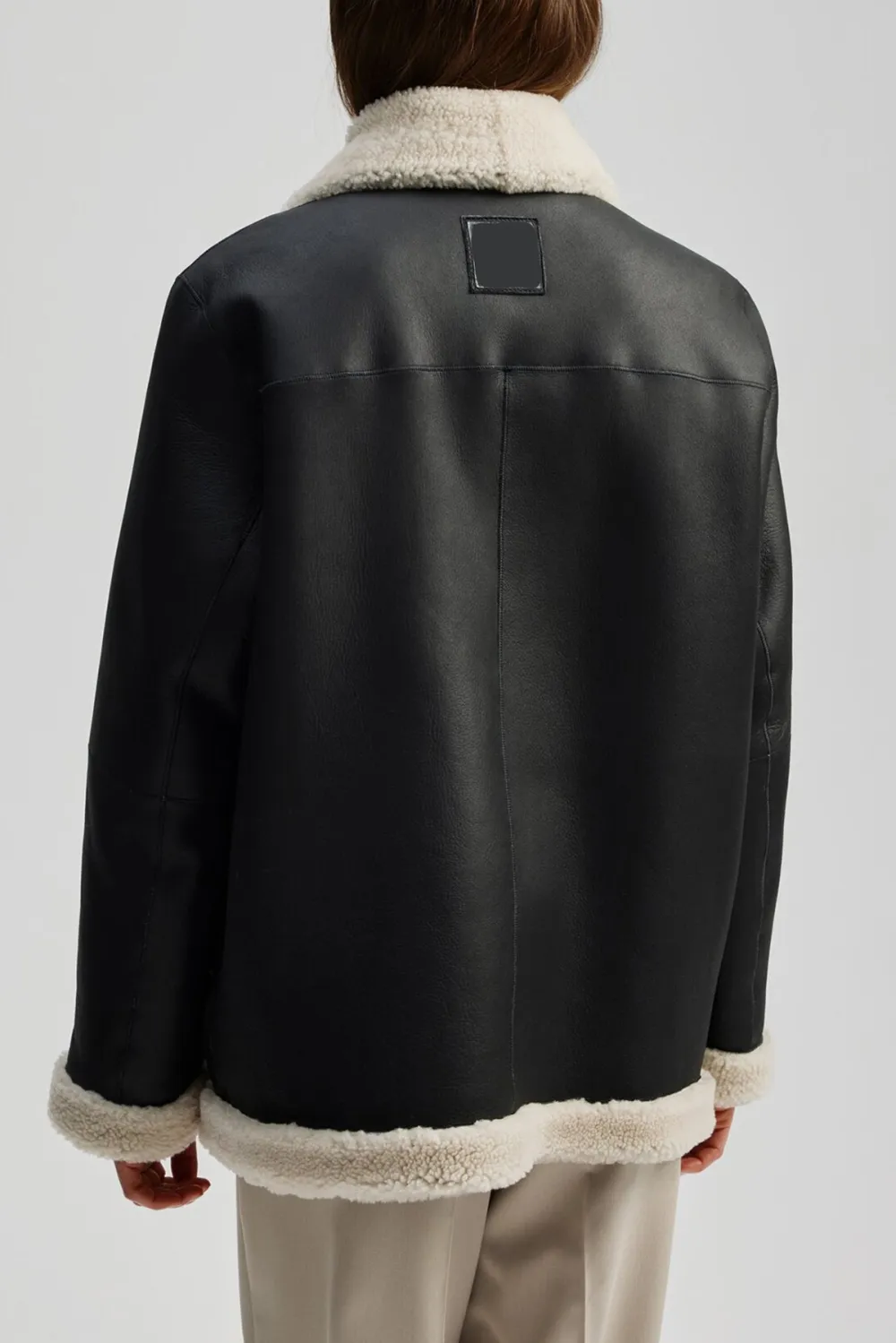 Shearling Collar Leather Jacket