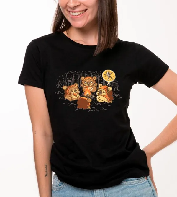 Cartoon Tigers Gathering Printed Black Unisex T-Shirt