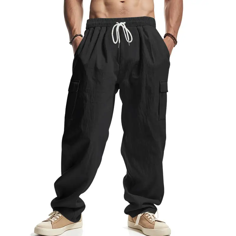 Men's Cargo Pants with Elastic Waistband and Practical Pockets