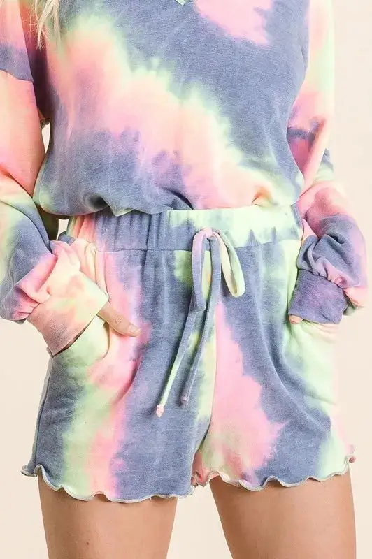 Tie Dye French Terry Shorts and Curly Edge