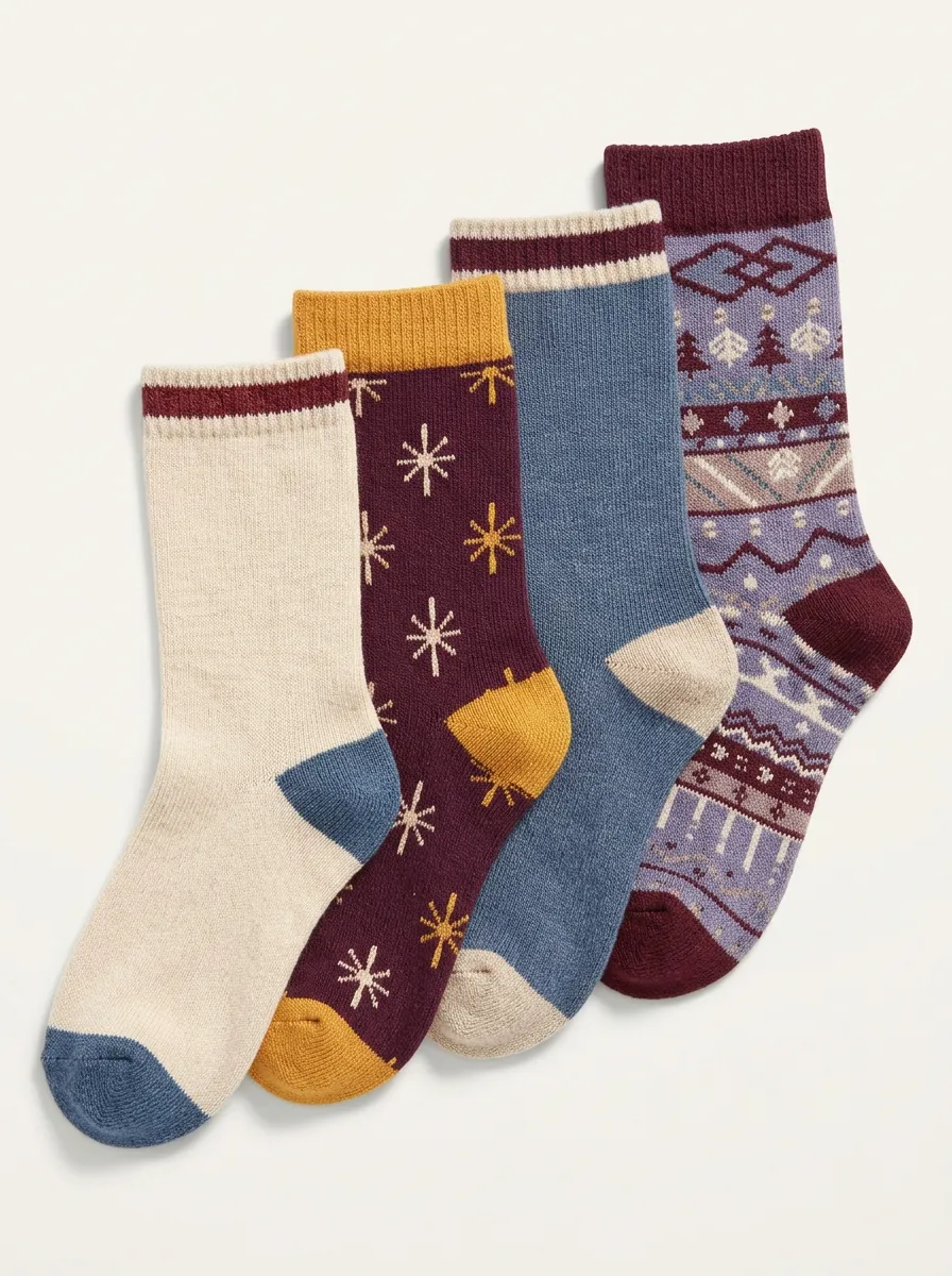 Contemporary Printed Design Women's Four Pair Socks