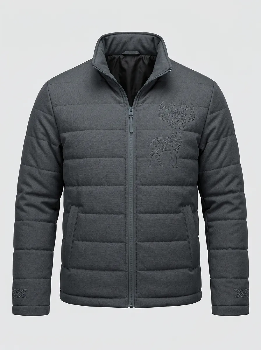 Men's Quilted Stag Stand-Collar Puffer Jacket