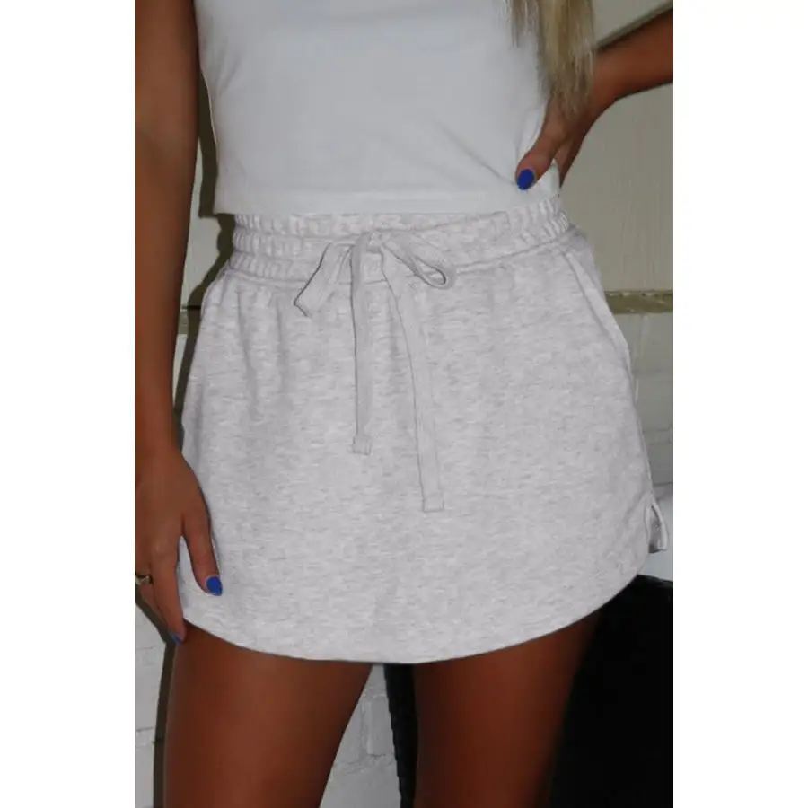 French Terry Drawstring Mini Skort with Pockets