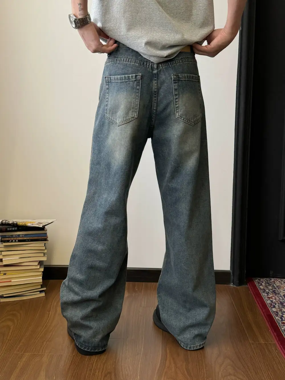 Washed And Whiskers Bootcut Jeans