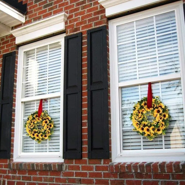 Sunflower Fireplace Door Artificial Wreath Decor