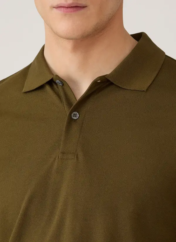Clean Everyday Slim Fit Cotton Pique Long Sleeve Polo Shirt