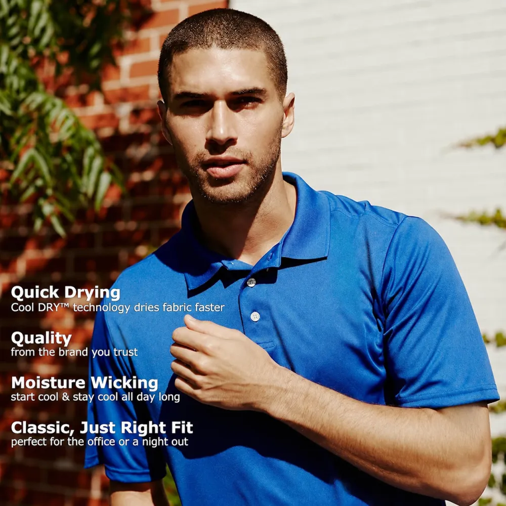 Men's Cool Short-Sleeve Polo Shirt with Three-Button Placket