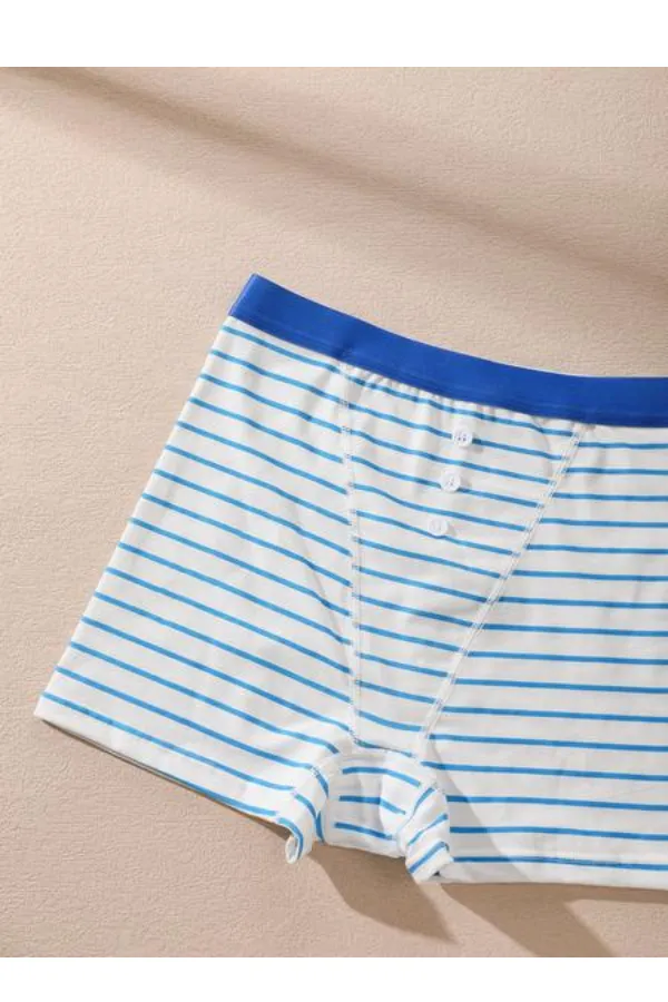 Women's Striped Print Boyshorts, Casual Comfy Breathable Panty for Daily Wear,