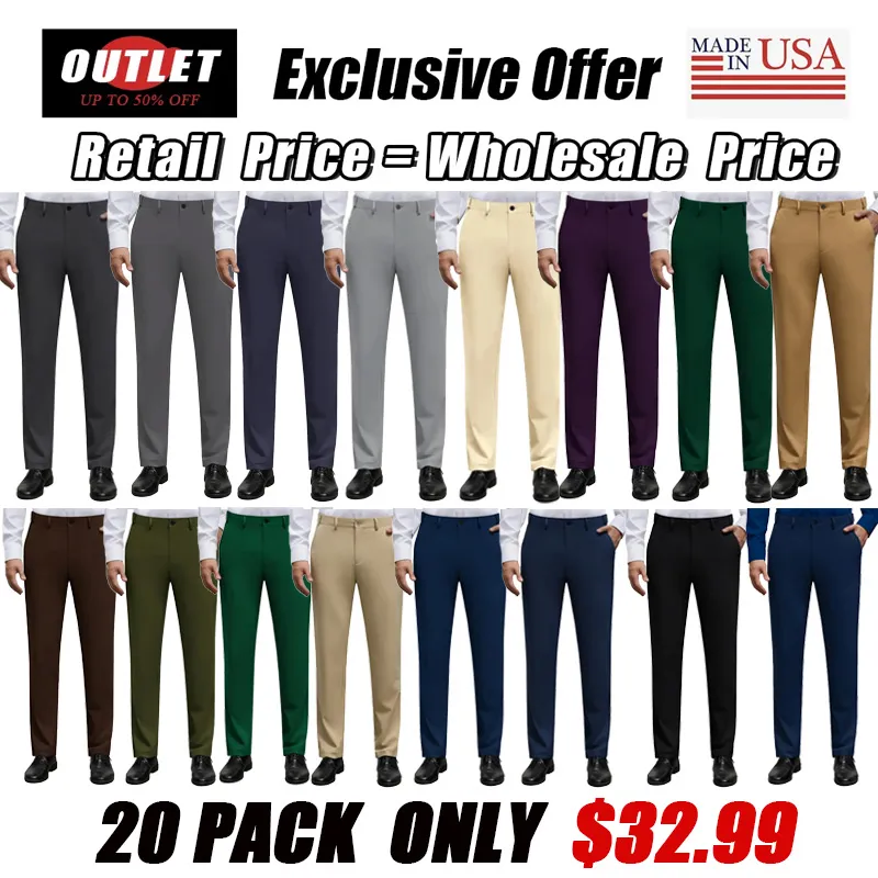Men's Stretch Dress Pants Wrinkle-Free Golf Pants