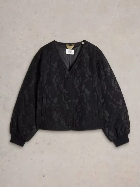 V-Neck Jacquard Jacket