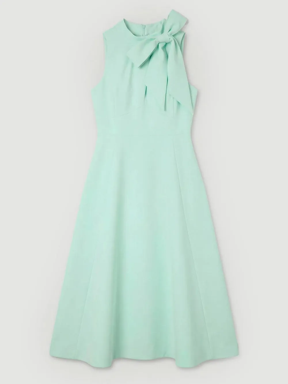 Elegant Sleeveless Bow Detail Flared Midi Dress