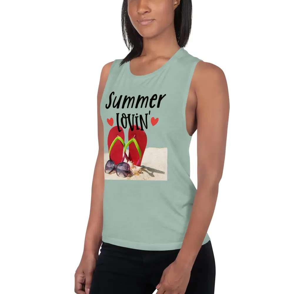 Ladies Muscle Tank Beach Lovin Tank Top