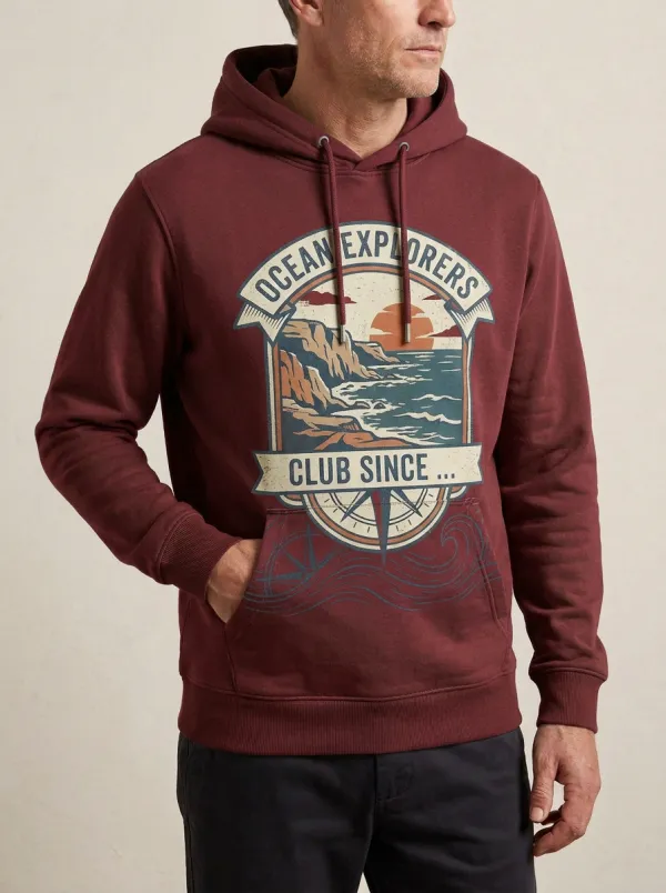Men's Ocean Explorer Nautical Landscape Graphic Hoodie